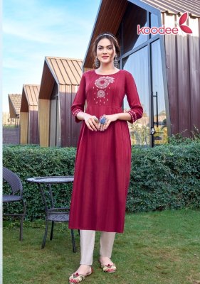 amavi by morni vol 1 heavy reyon nayra cut kurti with fancy work catalog at wholesale price kurtis catalogs
