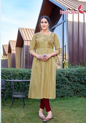 amavi by morni vol 1 heavy reyon nayra cut kurti with fancy work catalog at wholesale price kurtis catalogs
