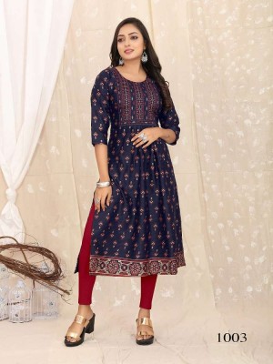 amavi new launch nayra cut rayon dibby foil printed kurti designer wholesaler and exporter in India  kurtis catalogs