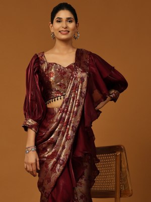 Amoha Saree presenting designe no 101110 pure organza printed saree with full sleeve blouse catalogue sarees catalogs