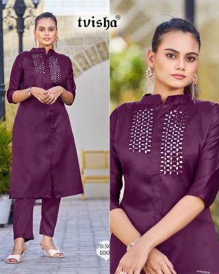 amavi presenting look me plain kurti pant with real mirror work  catalog at wholesale price readymade suits