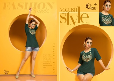 babes by kinti cotton cambric stitching pattern block printed  western top catalog at wholesale price western wear catalogs
