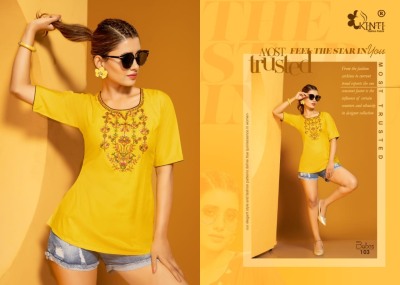 babes by kinti cotton cambric stitching pattern block printed  western top catalog at wholesale price western wear catalogs