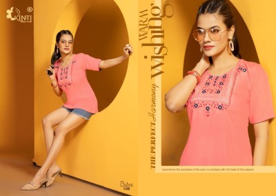 babes by kinti cotton cambric stitching pattern block printed  western top catalog at wholesale price western wear catalogs
