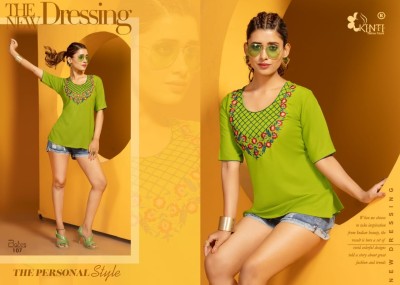 babes by kinti cotton cambric stitching pattern block printed  western top catalog at wholesale price western wear catalogs