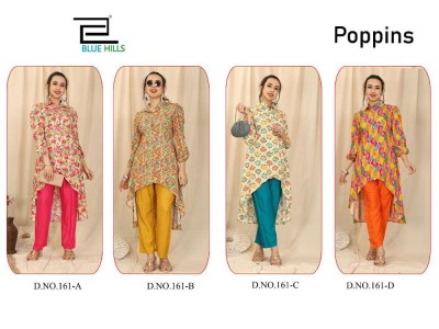 blue hills poppins premium rayon printed kurti with pants cord set collection  kurtis catalogs