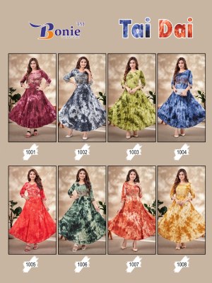 boine by tie die reyon slub embroidery full flare kurties catalog at wholesale price readymade suit catalogs