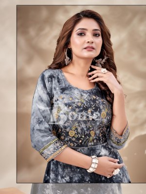 boine by tie die reyon slub embroidery full flare kurties catalog at wholesale price readymade suit catalogs