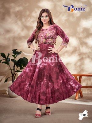 boine by tie die reyon slub embroidery full flare kurties catalog at wholesale price readymade suit catalogs