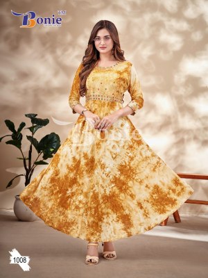 boine by tie die reyon slub embroidery full flare kurties catalog at wholesale price readymade suit catalogs