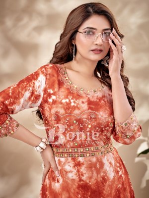 boine by tie die reyon slub embroidery full flare kurties catalog at wholesale price readymade suit catalogs