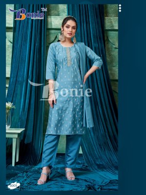 bonie by flora 5 heavy silk hand work embroidery kurti pant and dupatta at wholesale rate  kurtis catalogs