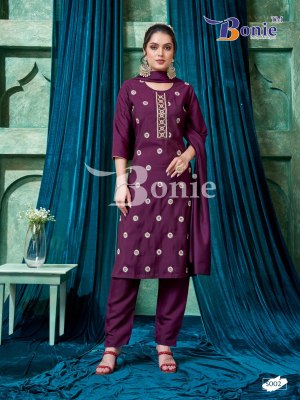 bonie by flora 5 heavy silk hand work embroidery kurti pant and dupatta at wholesale rate  kurtis catalogs