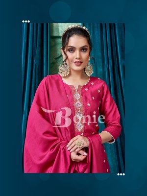 bonie by flora 5 heavy silk hand work embroidery kurti pant and dupatta at wholesale rate  kurtis catalogs