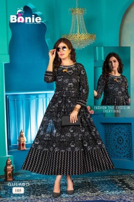 bonie new launch gulabo heavy rayon anarkali long gown stylish Kurti catalogue wholesaler price in India  kurtis catalogs