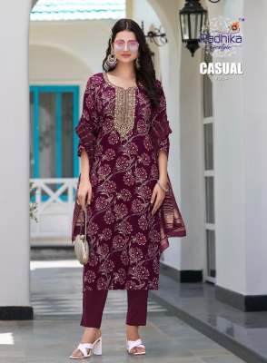casual vol 4 by radhika Lifestyle Heavy reyon foil printed Readymade suit catalogue at affordable rate readymade suit catalogs