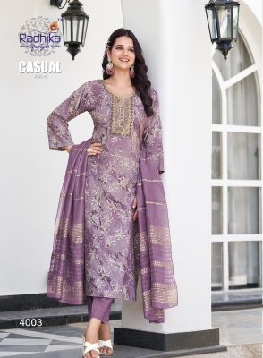 casual vol 4 by radhika Lifestyle Heavy reyon foil printed Readymade suit catalogue at affordable rate readymade suit catalogs