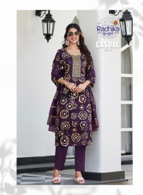 casual vol 4 by radhika Lifestyle Heavy reyon foil printed Readymade suit catalogue at affordable rate readymade suit catalogs