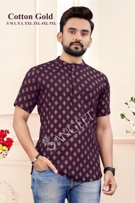 cotton gold presenting mens short kurta catalog at wholesale price Amavi
