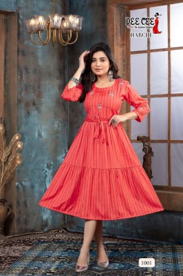 deecee by harchi fancy kurti with seleve work and belt catalog at wholesale price  kurtis catalogs