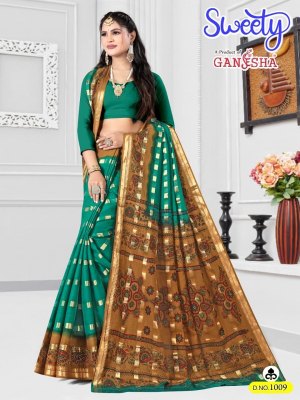 falak international Ganesha by Sweety Vol-1 pure heavy cotton foil printed saree catalogue at wholesale price sarees catalogs