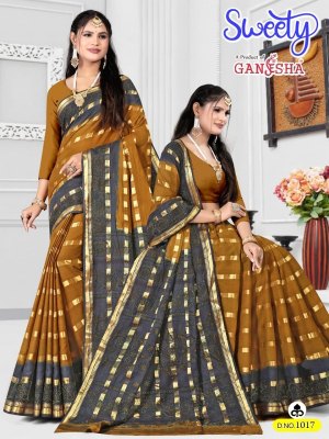 falak international Ganesha by Sweety Vol-1 pure heavy cotton foil printed saree catalogue at wholesale price sarees catalogs