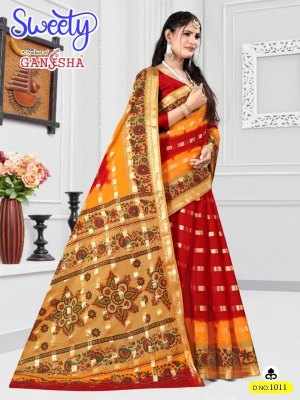 falak international Ganesha by Sweety Vol-1 pure heavy cotton foil printed saree catalogue at wholesale price sarees catalogs