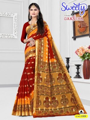 falak international Ganesha by Sweety Vol-1 pure heavy cotton foil printed saree catalogue at wholesale price sarees catalogs
