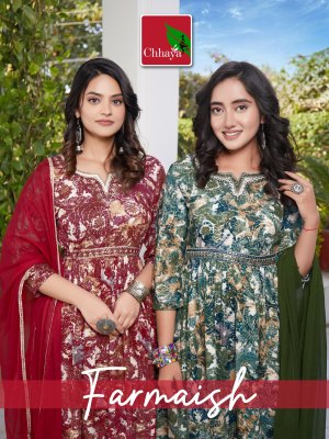 farmaish by Chhaya heavy reyon printed top bottom and dupatta catalogue Amavi