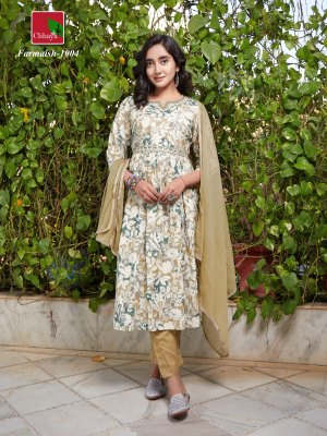 farmaish by Chhaya heavy reyon printed top bottom and dupatta catalogue readymade suit catalogs