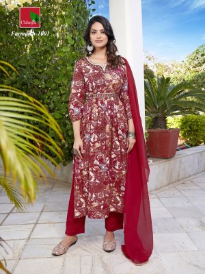 farmaish by Chhaya heavy reyon printed top bottom and dupatta catalogue readymade suit catalogs