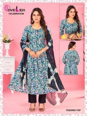feeding 3 by dveeja fashion reyon printed readymade suit catalogue at amaviexpo readymade suit catalogs