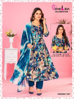 feeding 3 by dveeja fashion reyon printed readymade suit catalogue at amaviexpo readymade suit catalogs