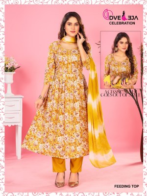 feeding 3 by dveeja fashion reyon printed readymade suit catalogue at amaviexpo readymade suit catalogs