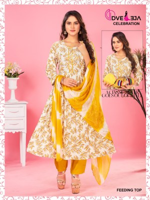 feeding 3 by dveeja fashion reyon printed readymade suit catalogue at amaviexpo readymade suit catalogs
