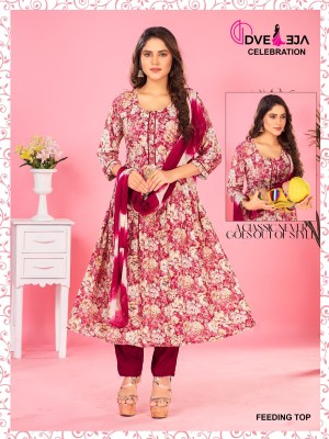 feeding 3 by dveeja fashion reyon printed readymade suit catalogue at amaviexpo readymade suit catalogs