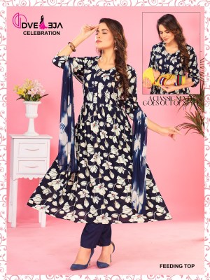 feeding 3 by dveeja fashion reyon printed readymade suit catalogue at amaviexpo readymade suit catalogs