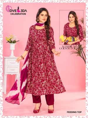 feeding 3 by dveeja fashion reyon printed readymade suit catalogue at amaviexpo readymade suit catalogs
