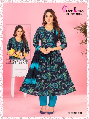 feeding 3 by dveeja fashion reyon printed readymade suit catalogue at amaviexpo readymade suit catalogs