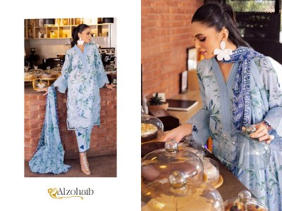 girl glam by Alzohaib pure cotton printed embroidered dress material catalogue at low rate salwar kameez catalogs