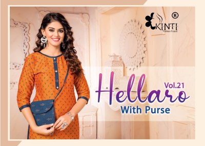 hellaro 21 by kinti  foil printed reyon skirt top and purse catalogue at wholesale rate  kurtis catalogs