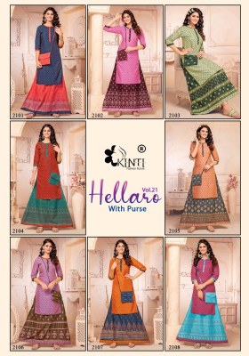 hellaro 21 by kinti  foil printed reyon skirt top and purse catalogue at wholesale rate  kurtis catalogs