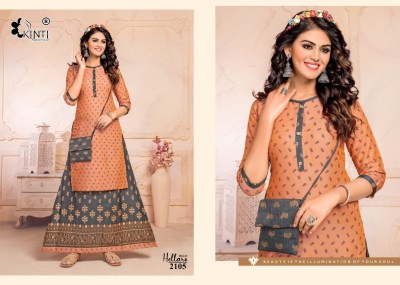 hellaro 21 by kinti  foil printed reyon skirt top and purse catalogue at wholesale rate  kurtis catalogs