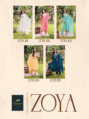heritage collection by zoya premium chanderi silk flared kurti pant with dupatta at wholesale rate kurtis catalogs
