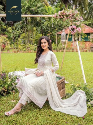 heritage collection by zoya premium chanderi silk flared kurti pant with dupatta at wholesale rate kurtis catalogs