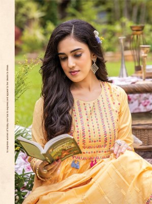 heritage collection by zoya premium chanderi silk flared kurti pant with dupatta at wholesale rate kurtis catalogs