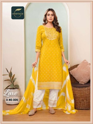 heritage collection presents luxe premium rayon designer printed Kurti pant with dupatta set catalogue  kurtis catalogs