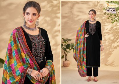 jaimala by alok suit presenting nigaar black beauty 3 pure reyon embroidered kurti bottom and dupattaat wholesale price  kurtis catalogs