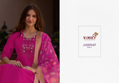 jannat vol 1 by Vamika Exclusive Hand work Kurti pant with dupatta catalogue at affordable rate readymade suit catalogs