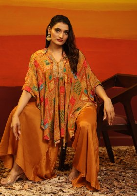 jivora launch presenting poncho new designer exclusive pure muslin digital printed kftan with palazzo catalog at wholesale price western wear catalogs